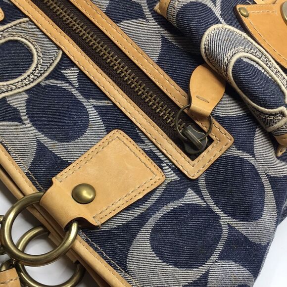 Coach Blue and Tan Tote Bag - Picture 8 of 16